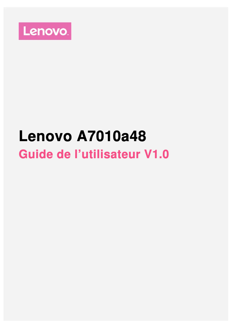 Page 1 de la notice Manuel utilisateur Lenovo Vibe K4 Note