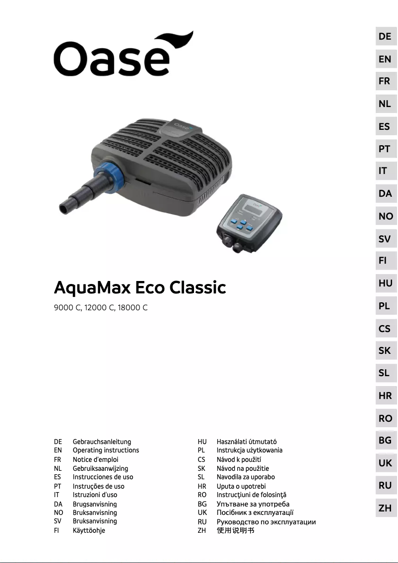 Page 1 de la notice Manuel utilisateur Oase AquaMax Eco Classic 18000 C