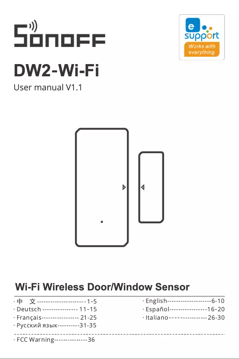 Page n°1 - Manuel utilisateur Sonoff DW2-Wi-Fi