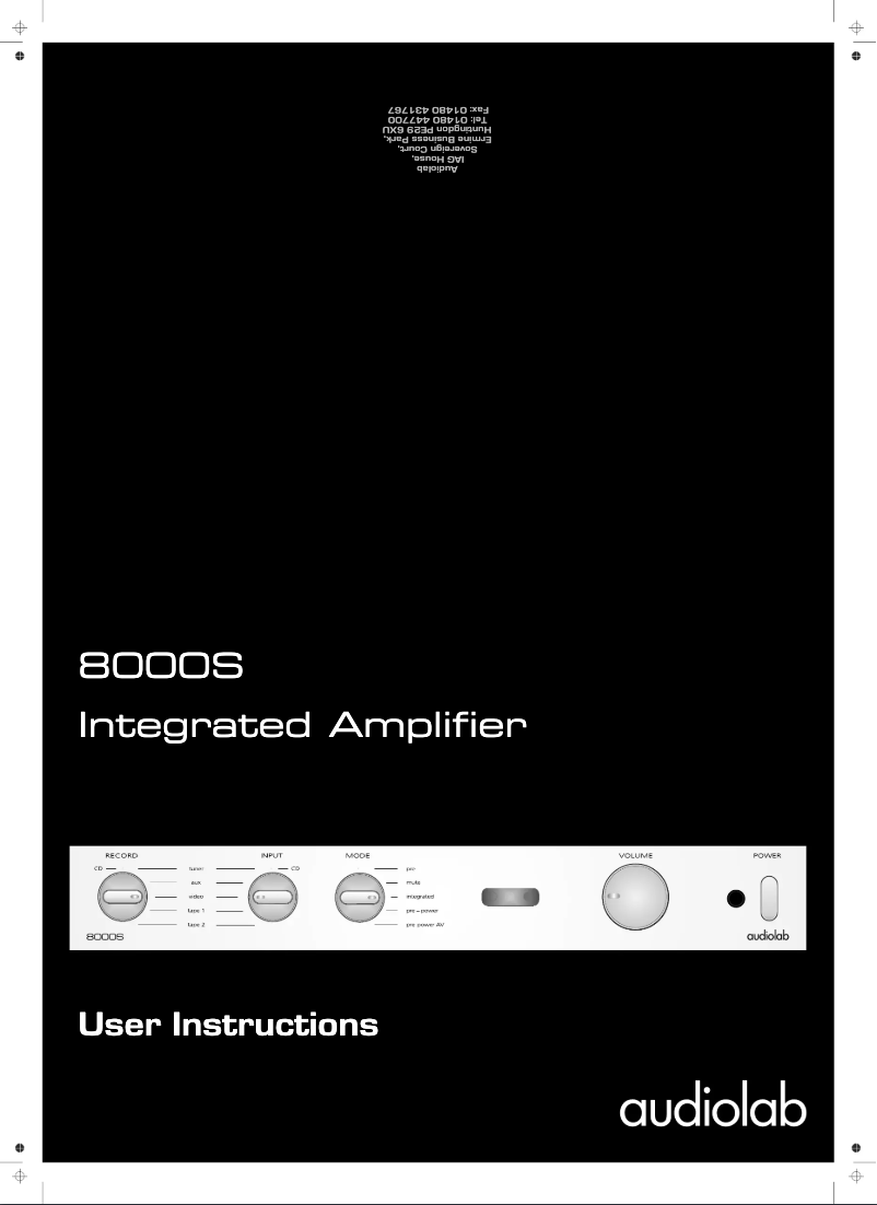 Page n°1 - Manuel utilisateur Audiolab 8000S