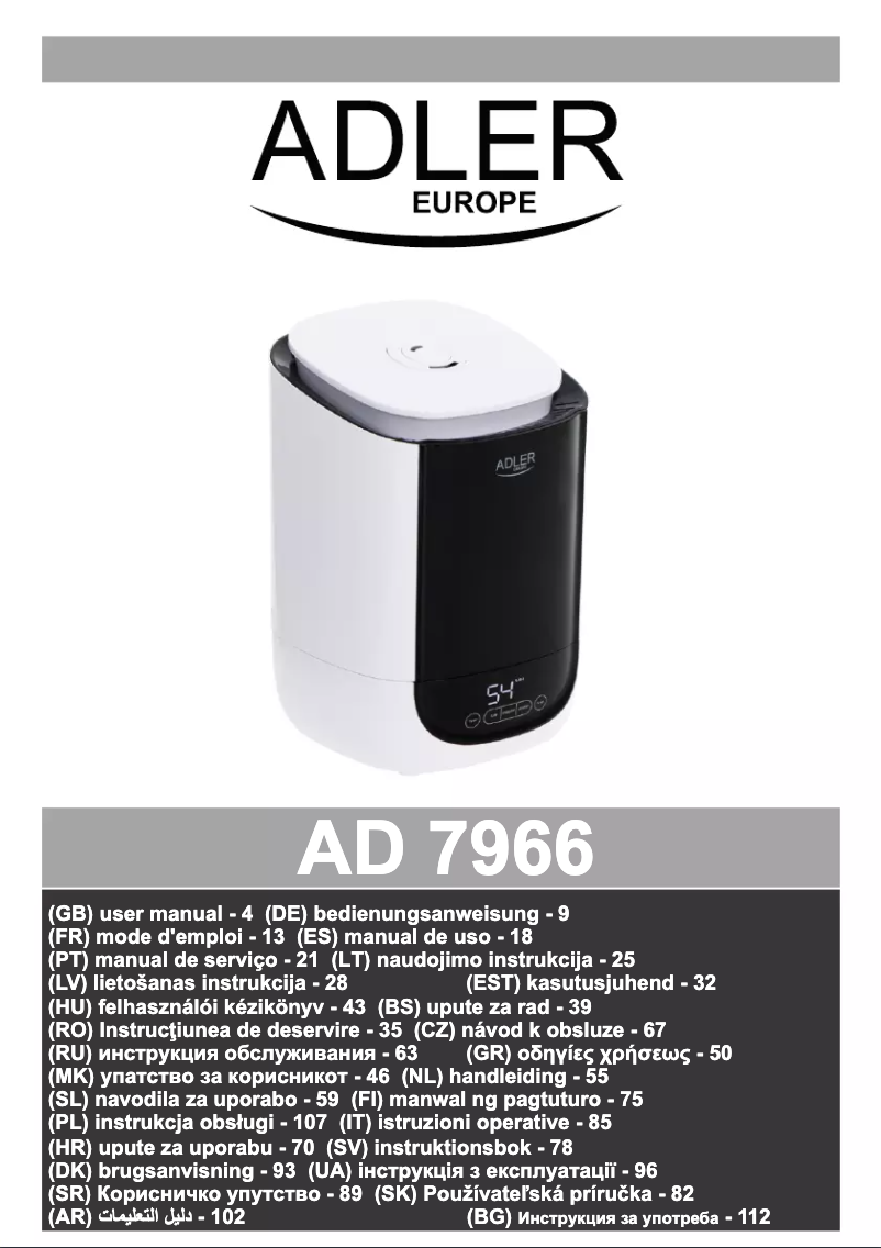 Page 1 de la notice Manuel utilisateur Adler AD 7966