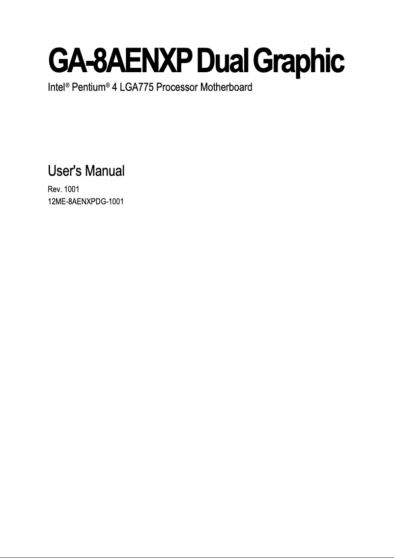 Page 1 de la notice Manuel utilisateur Gigabyte GA-8AENXP Dual Graphic