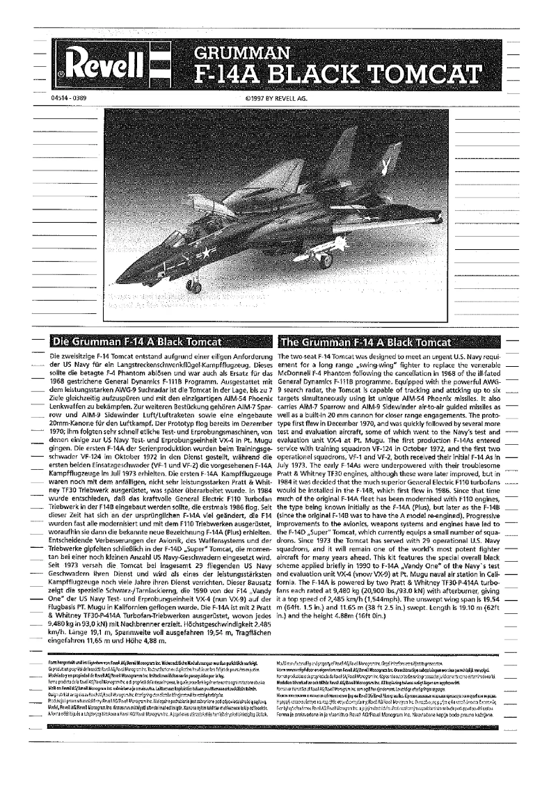 Image de la première page du manuel de l'appareil Grumman F-14A Black Tomcat