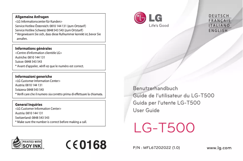 Page n°1 - Manuel utilisateur LG T500