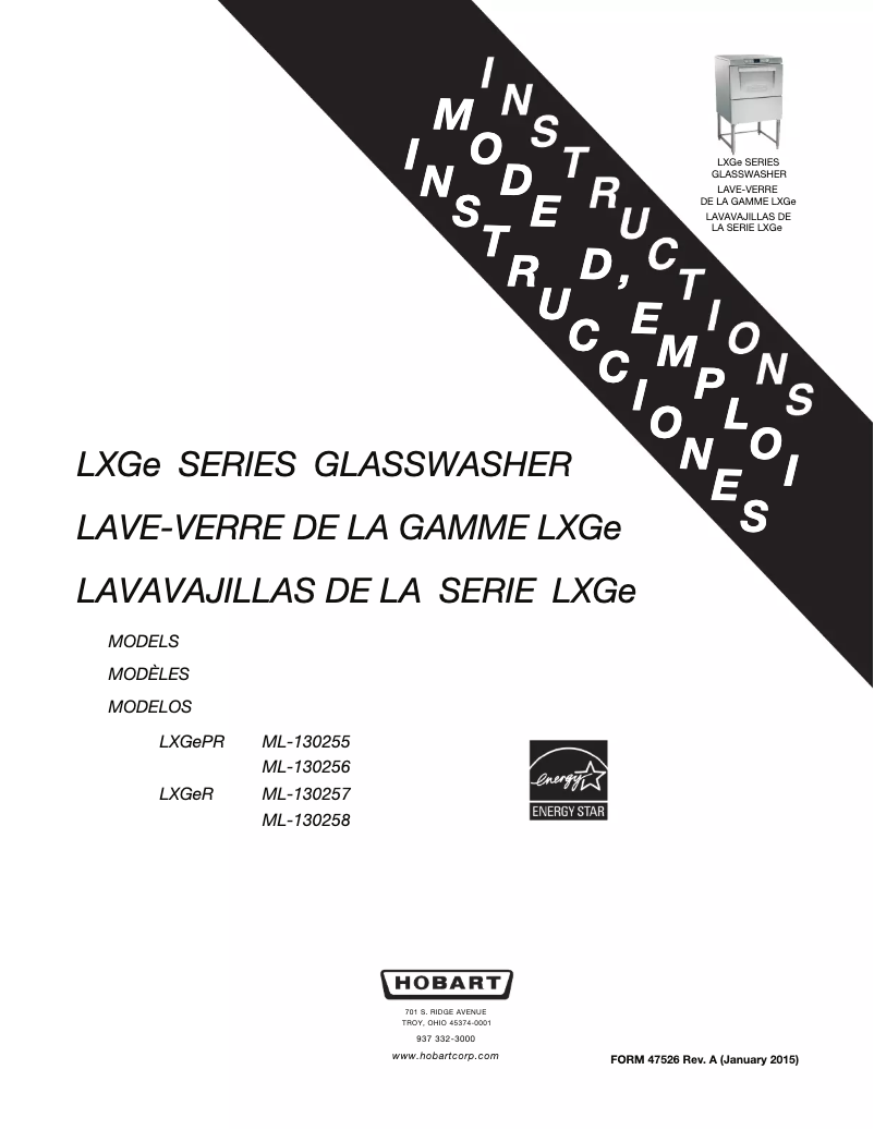 Page 1 de la notice Manuel utilisateur Hobart LXGEPR-2