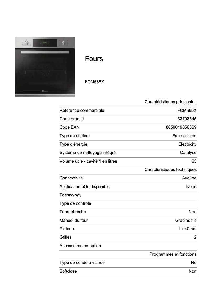 Image de la première page du manuel de l'appareil FCM665X