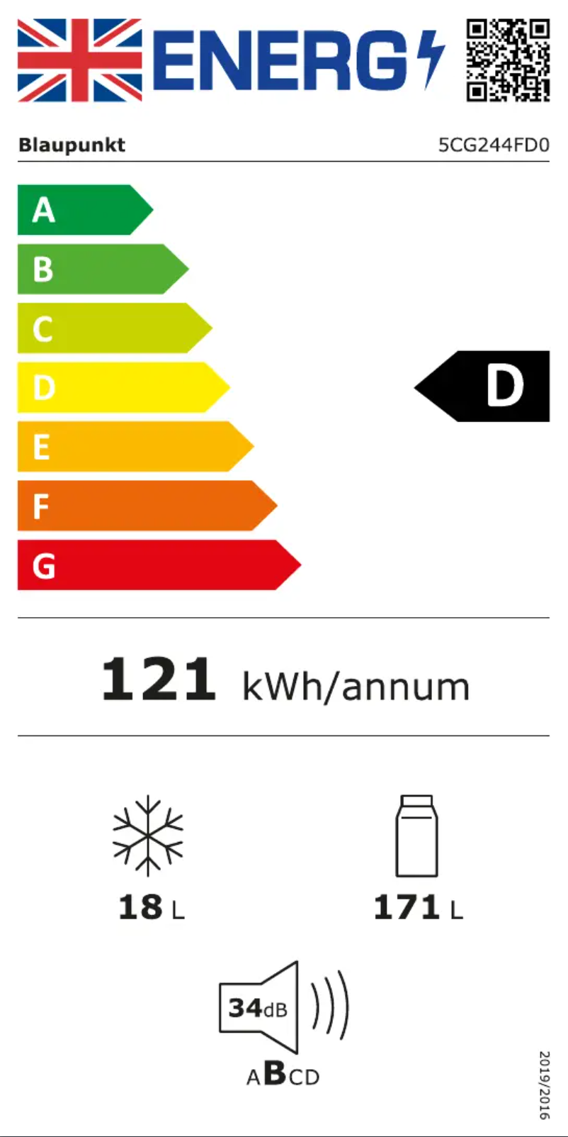 Page n°1 - Label énergétique Blaupunkt 5CG244FD0