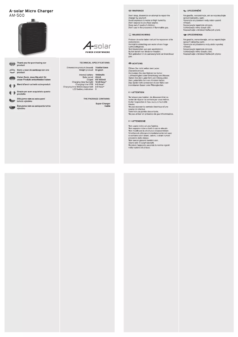 Image de la première page du manuel de l'appareil AM500