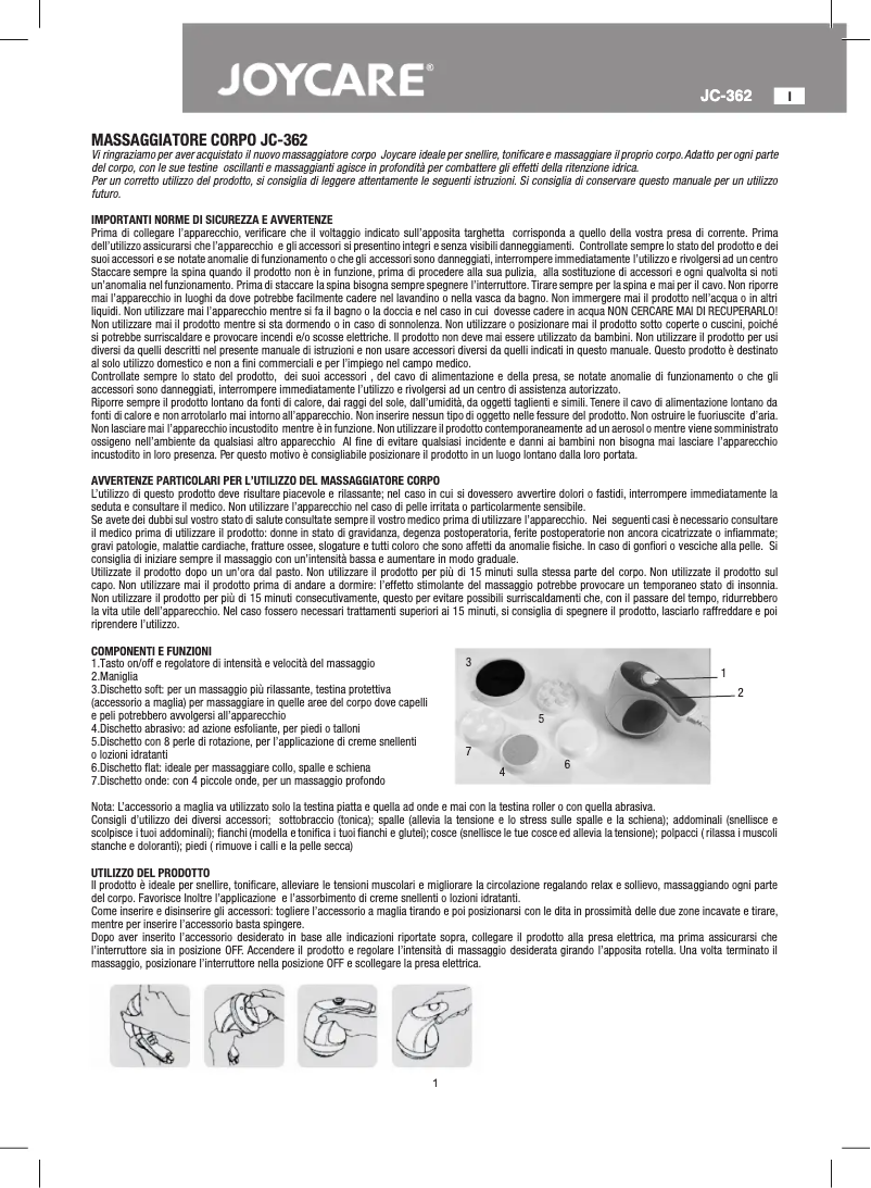 Imagen de la primera página del manual del dispositivo JC-362