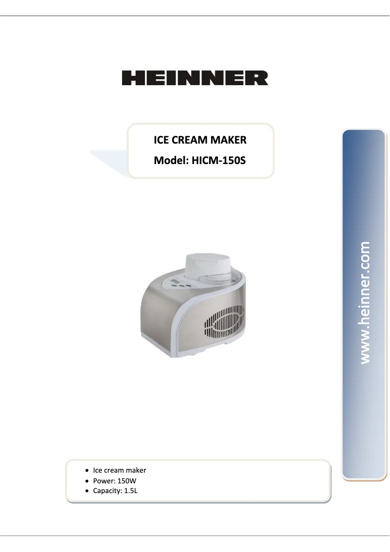 Page 1 de la notice Manuel utilisateur Heinner HICM-150S