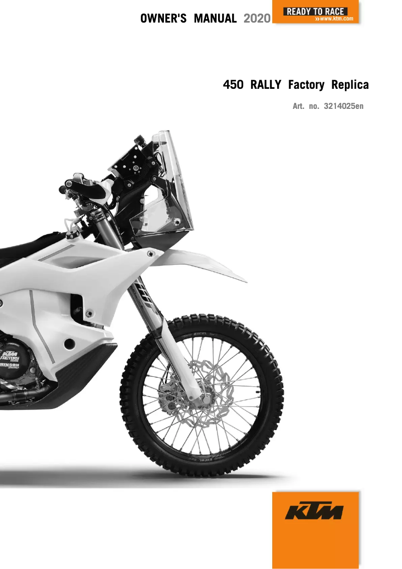 Image de la première page du manuel de l'appareil 450 Rally Replica (2020)