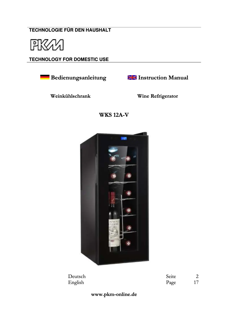 Page 1 de la notice Manuel utilisateur Wolkenstein WKS12A-V