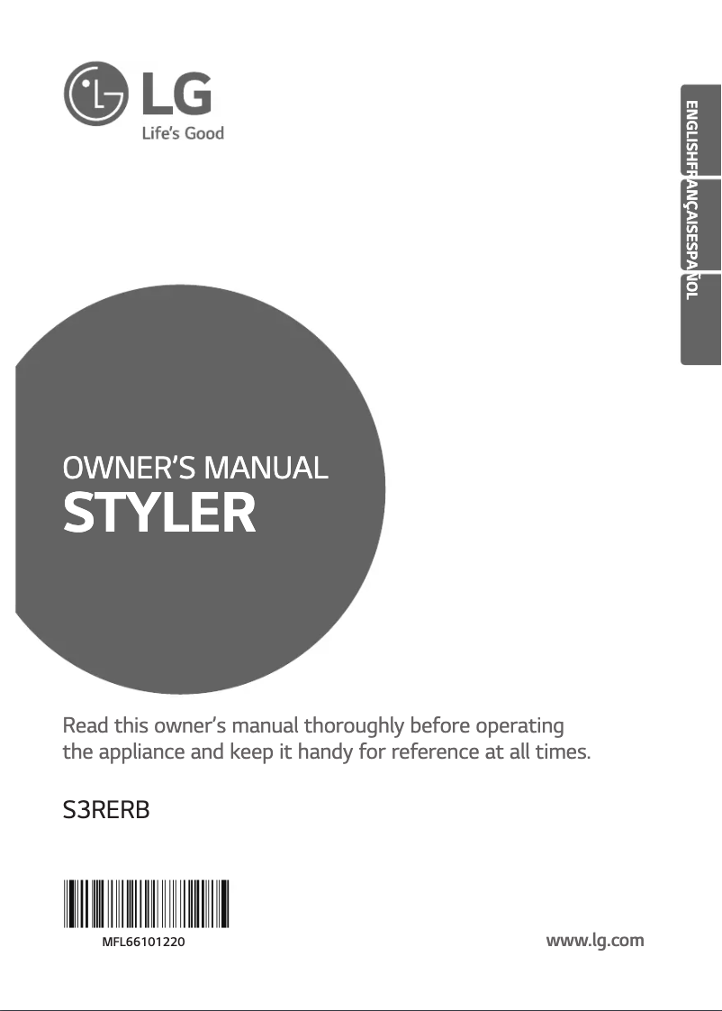 Page 1 de la notice Manuel utilisateur LG TrueSteam S3ERB