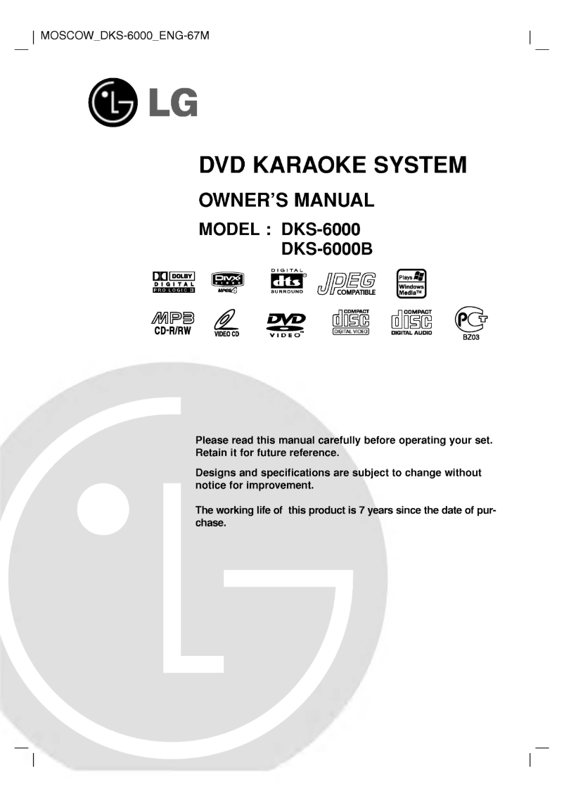 Page 1 de la notice Manuel utilisateur LG DKS-6000B