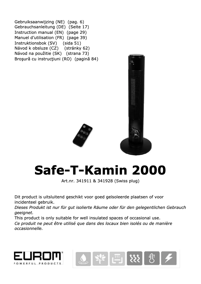 Image de la première page du manuel de l'appareil Safe-t-Kamin 2000