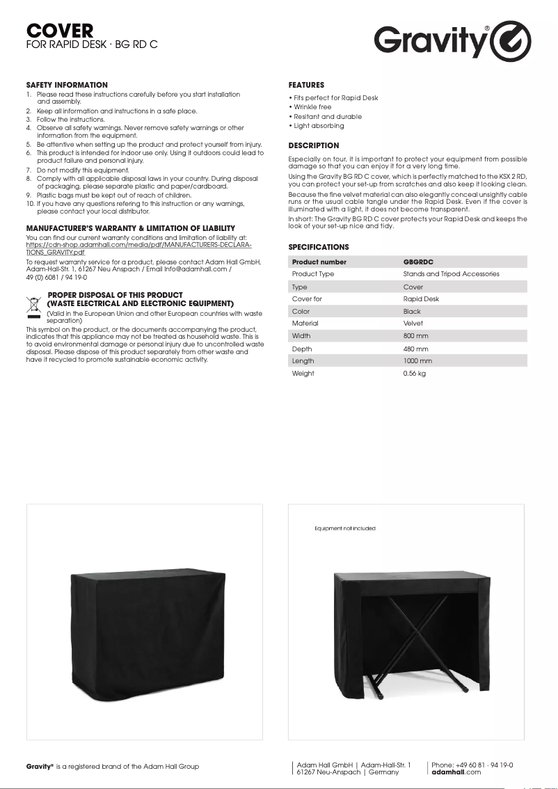 Página 1 del manual Manual de usuario Gravity BG RD C