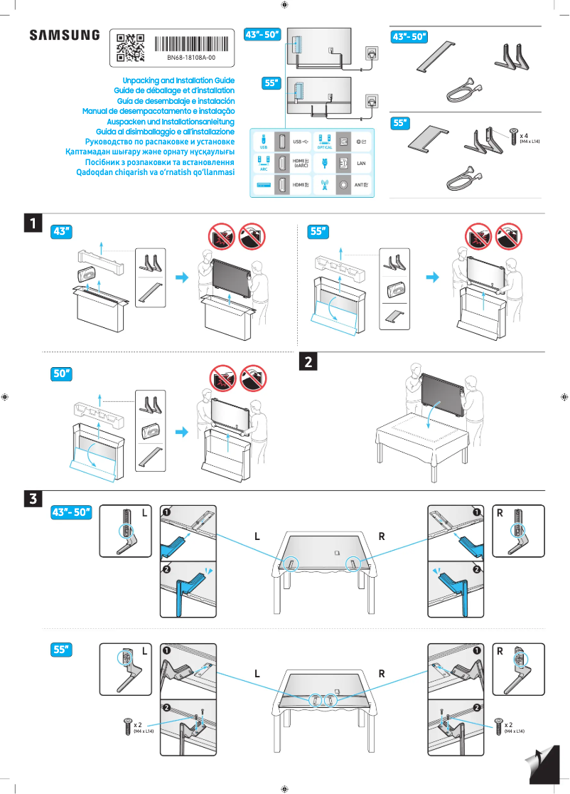 Page 1 de la notice Guide d'installation Samsung GQ55Q72D