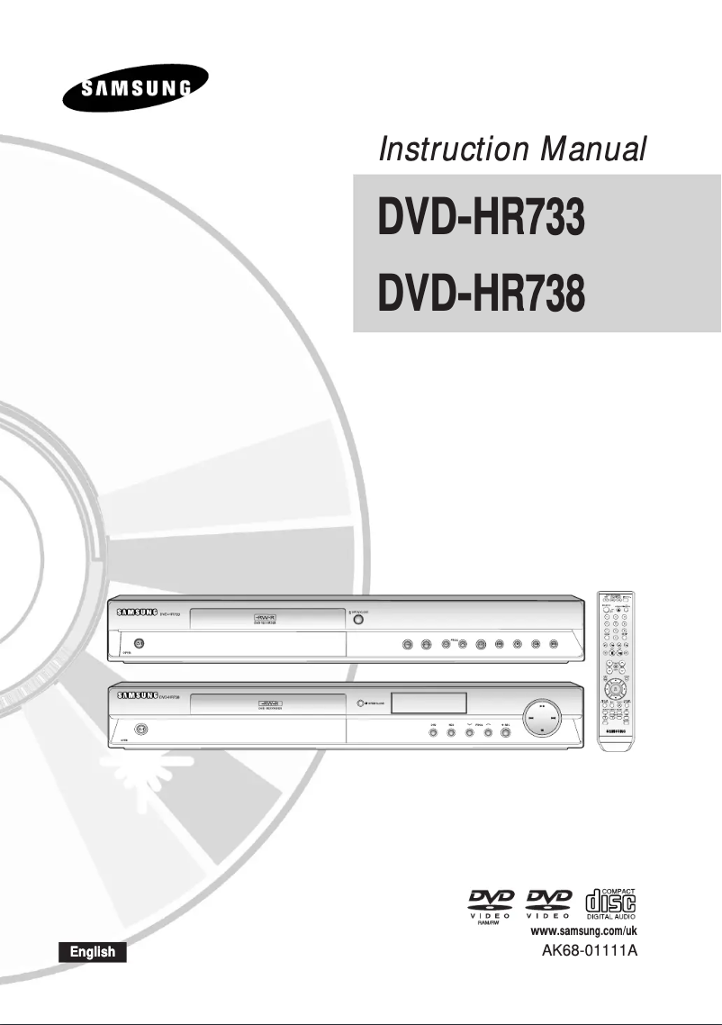 Page n°1 - Manuel utilisateur Samsung DVD-HR738