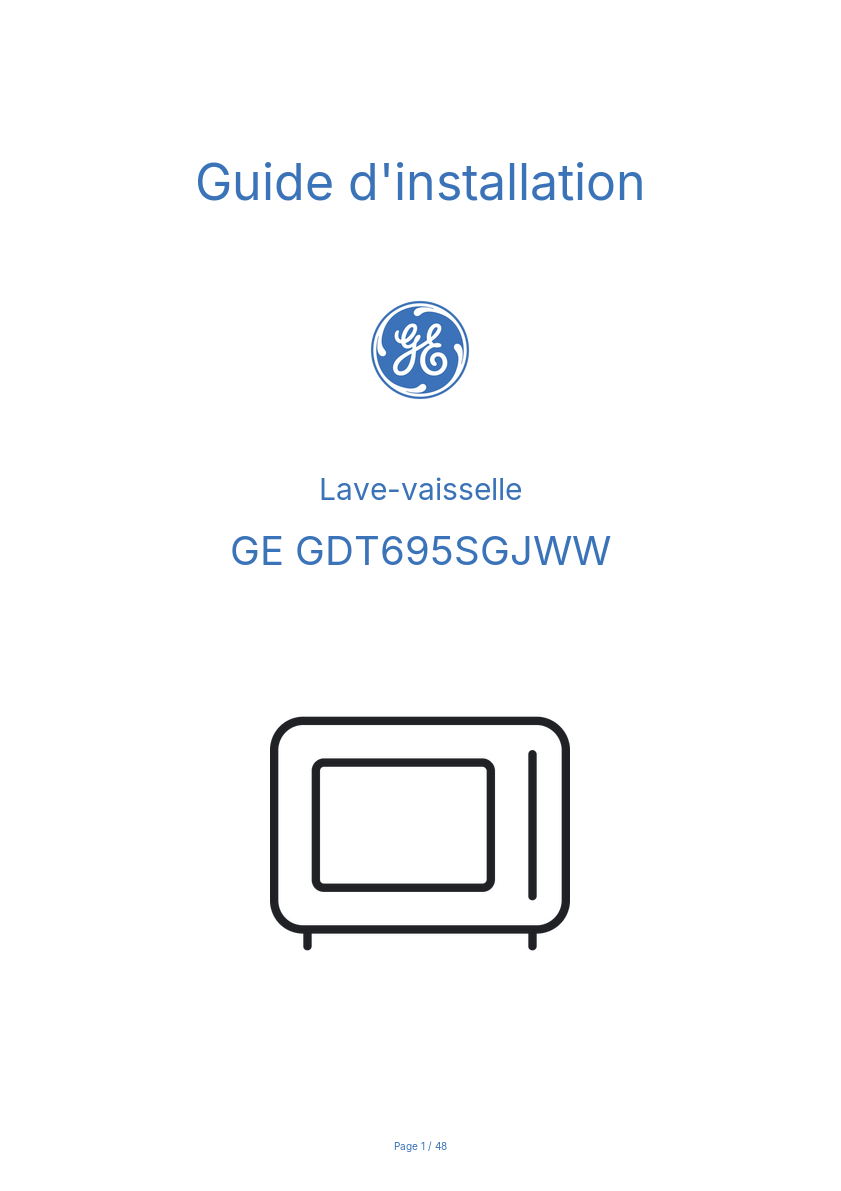 Image de la première page du manuel de l'appareil GDT695SGJWW