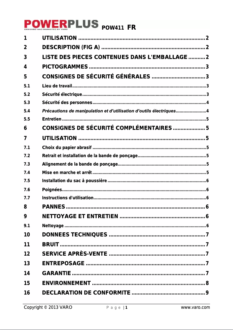 Image de la première page du manuel de l'appareil POW411