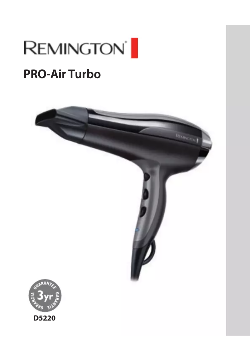 Page n°1 - Manuel utilisateur Remington D5220 Pro-Air Turbo