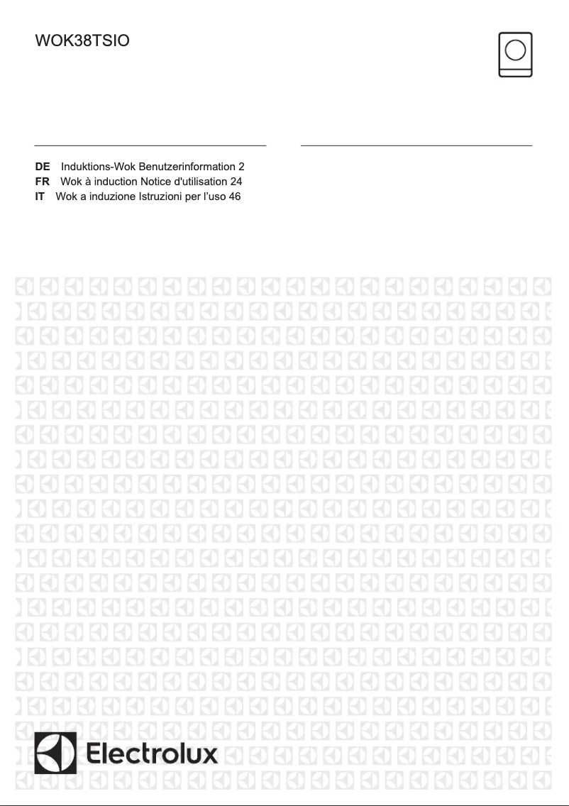 Page 1 de la notice Manuel utilisateur Electrolux WOK38TSIO