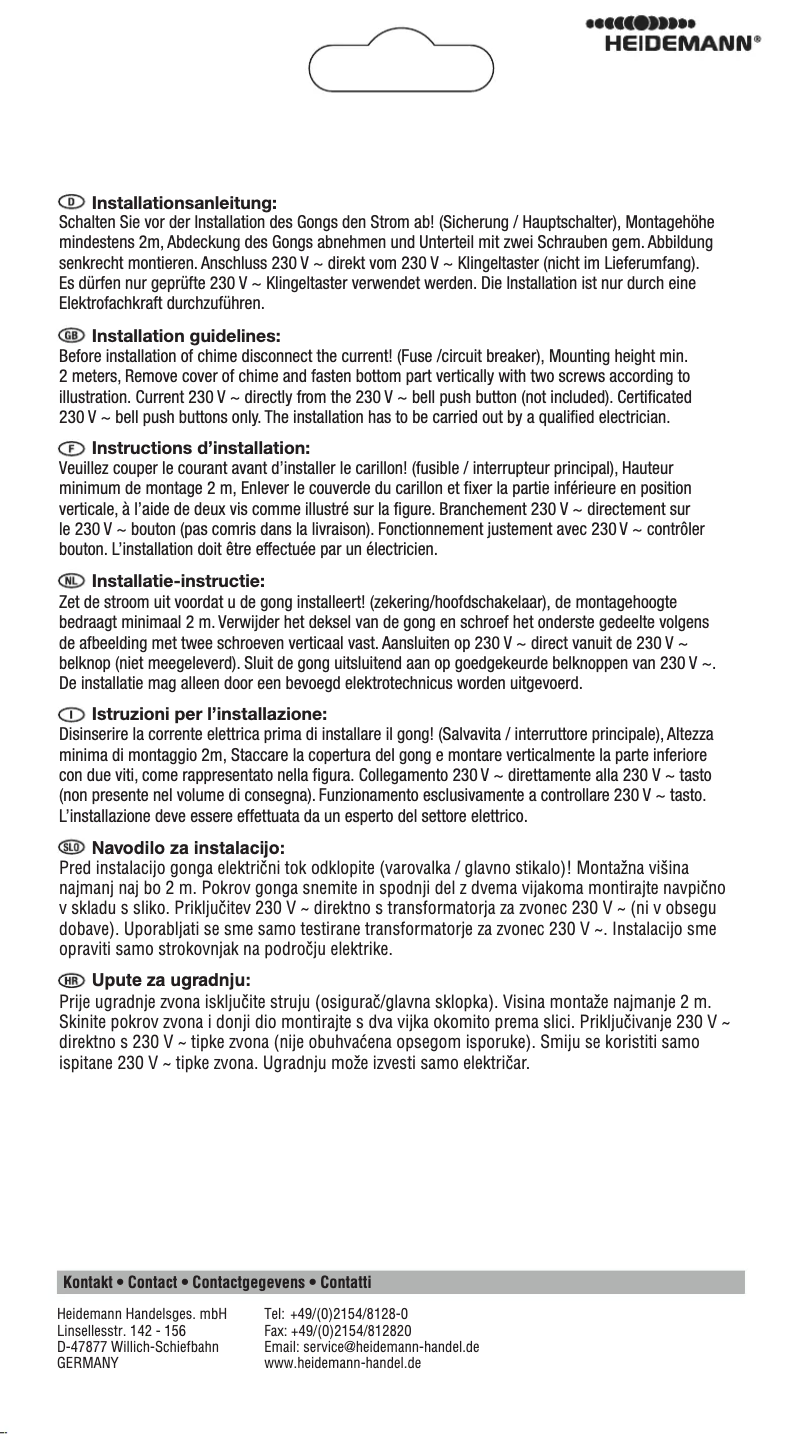 Page 1 de la notice Manuel utilisateur Heidemann Ceres