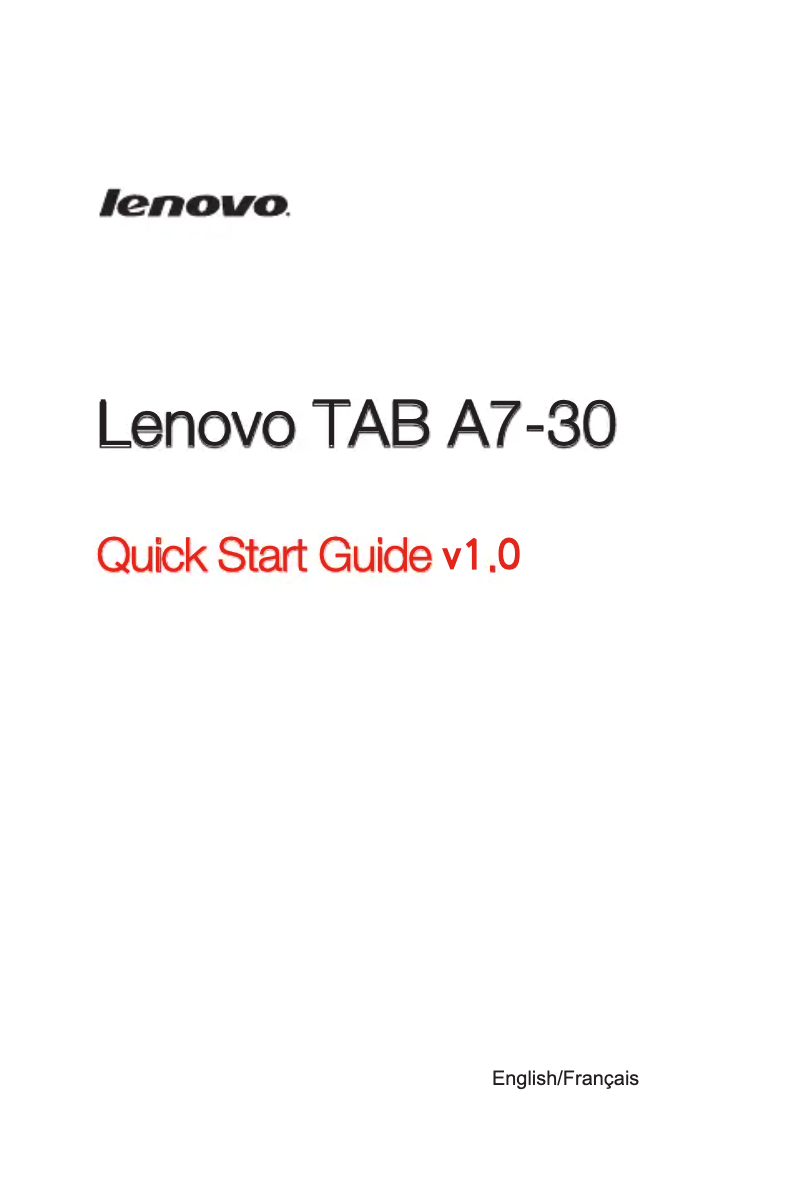 Page 1 de la notice Manuel utilisateur Lenovo TAB A7-30