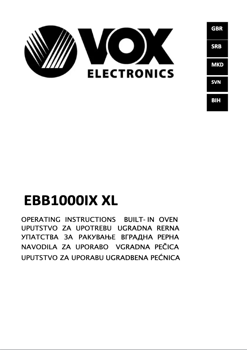 Page 1 de la notice Manuel utilisateur VOX EBB1000IXXL
