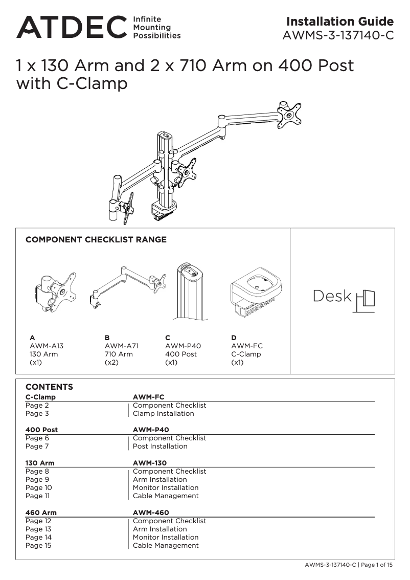 Page 1 de la notice Manuel utilisateur Atdec Modular AWM