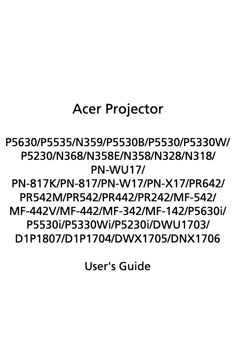 Page n°1 - Manuel utilisateur Acer P5535