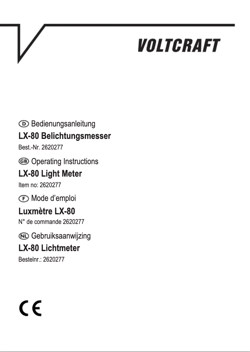 Page n°1 - Manuel utilisateur Voltcraft LX-80