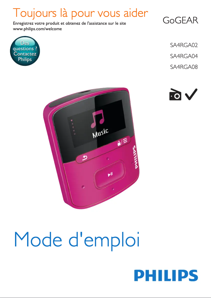 Page n°1 - Manuel utilisateur Philips GoGear SA4RGA02