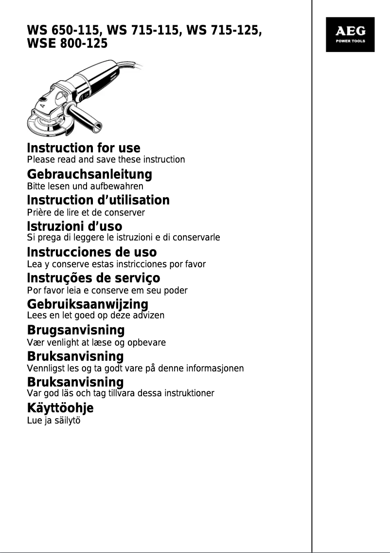 Page n°1 - Manuel utilisateur AEG WS 650-115