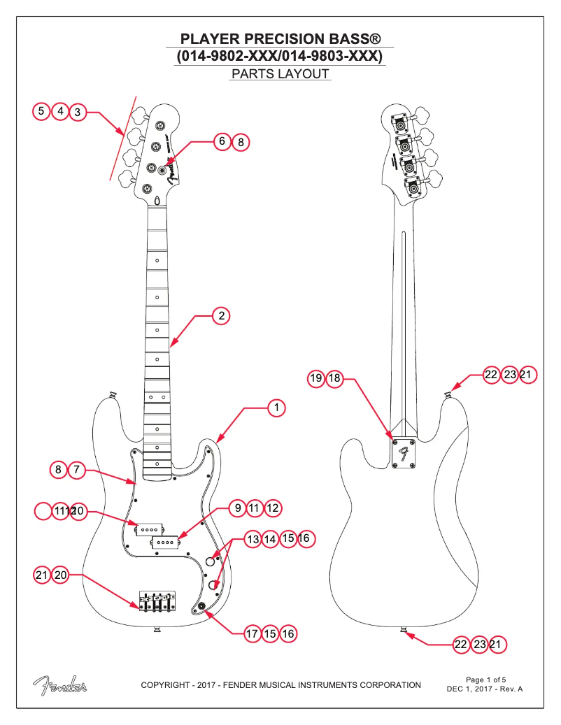 Page 1 de la notice Manuel utilisateur Fender Player Precision Bass