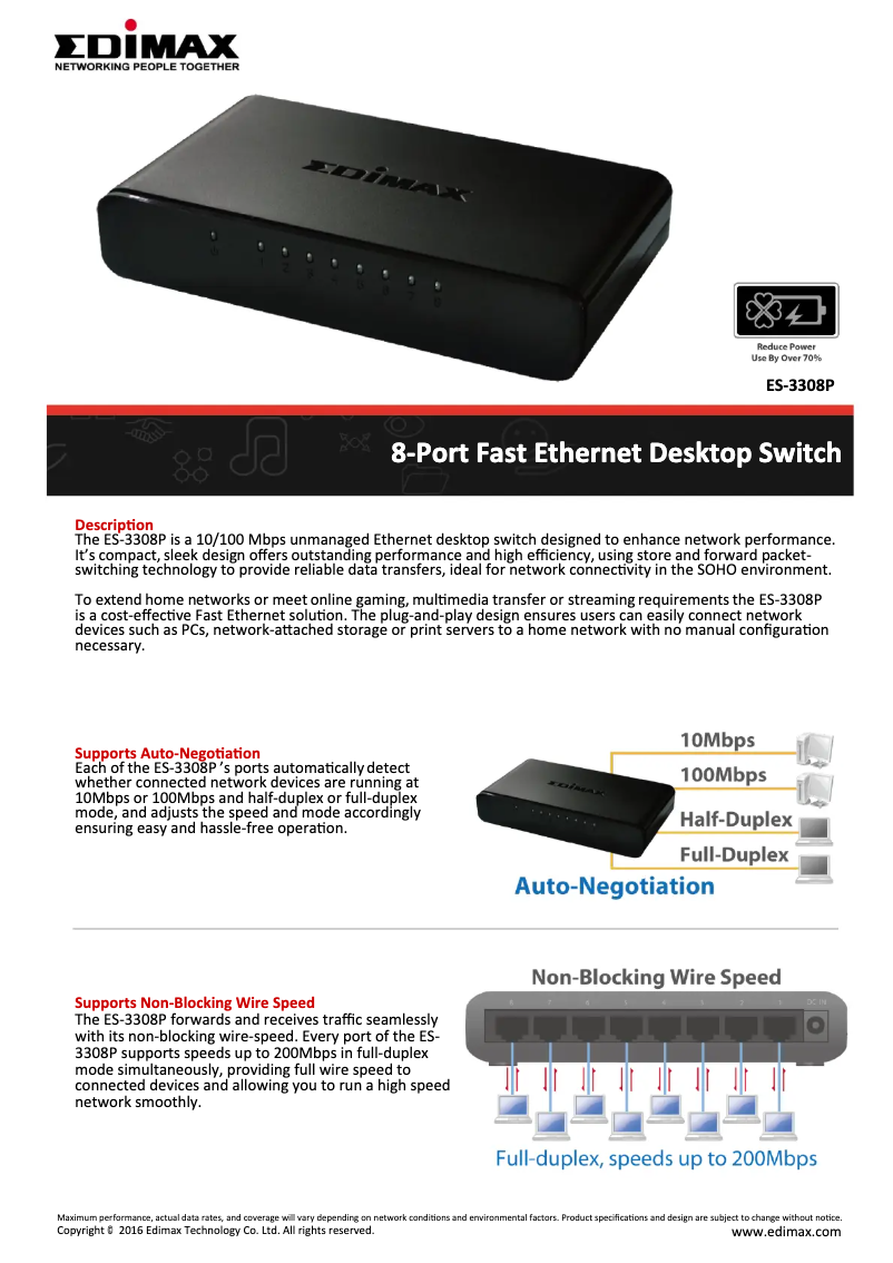 Page n°1 - Fiche technique Edimax ES-3308P