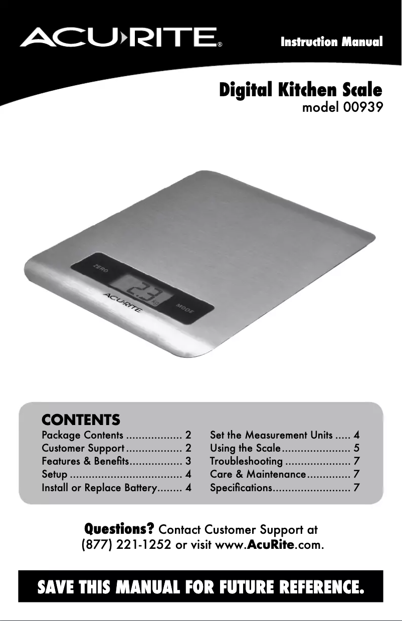 Page n°1 - Manuel utilisateur AcuRite 00939
