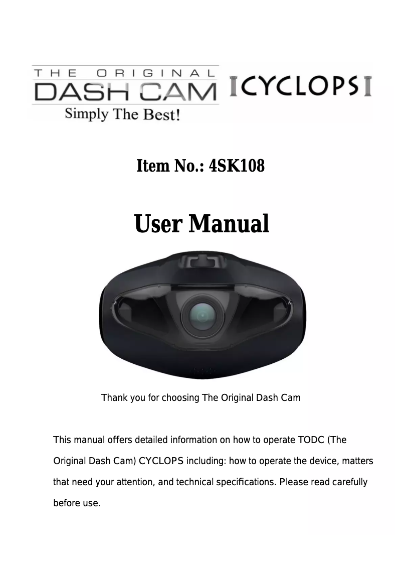 Page 1 de la notice Manuel utilisateur Cyclops 4SK108