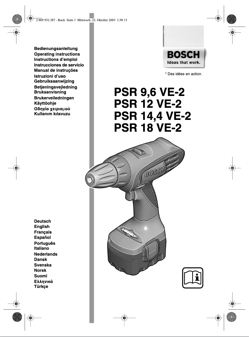 Page n°1 - Manuel utilisateur Bosch PSR 9.6 VE-2