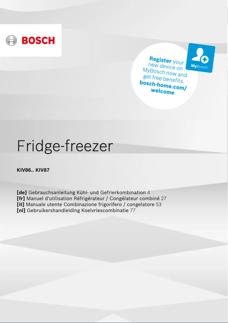 Page n°1 - Manuel utilisateur Bosch MKK178SE4A