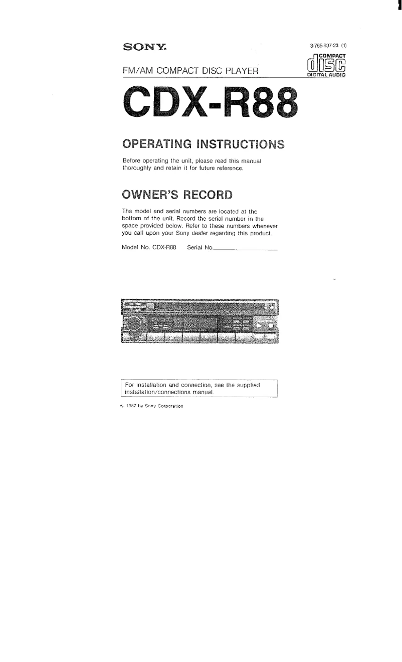 Page n°1 - Manuel utilisateur Sony CDX-R88