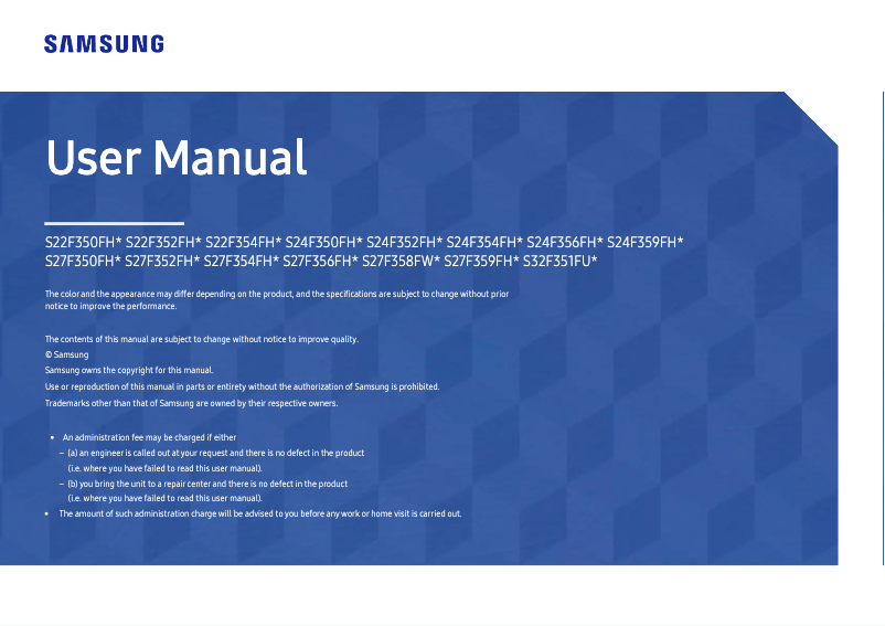Page 1 de la notice Manuel utilisateur Samsung LS24F350FHRXXU