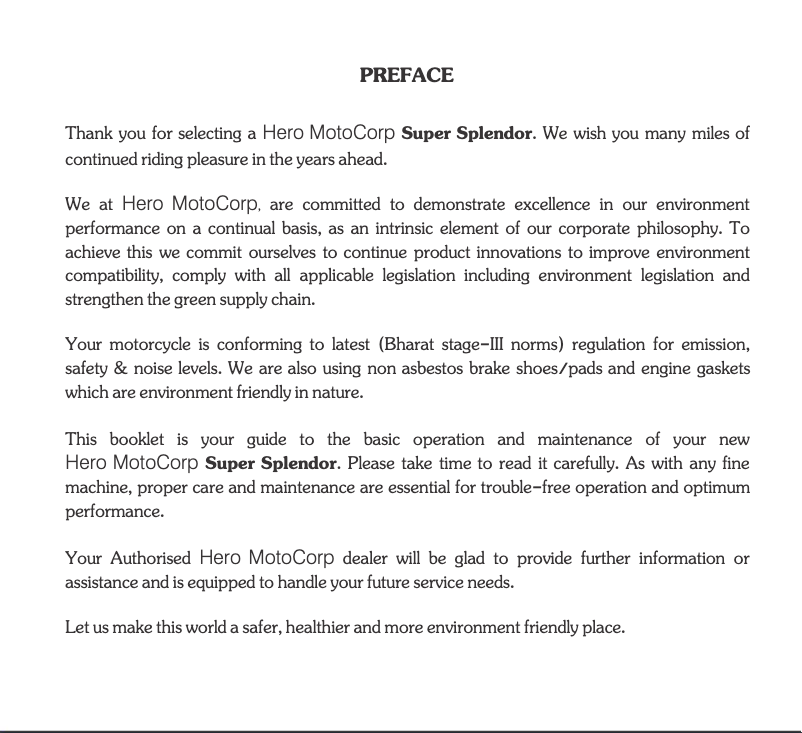 Page 1 de la notice Manuel utilisateur Hero Super Splendor (2014)