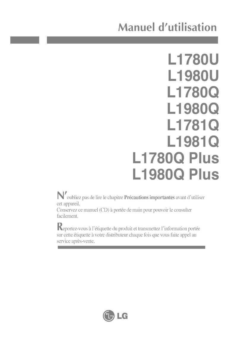 Image de la première page du manuel de l'appareil L1980Q