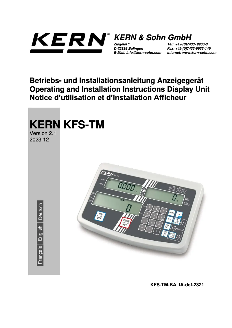 Página 1 del manual Manual de usuario Kern IFS 10K-4