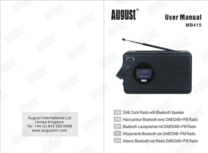 Page 1 de la notice Manuel utilisateur August MB415