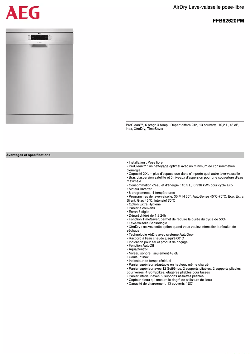 Imagen de la primera página del manual del dispositivo FFB62620PM