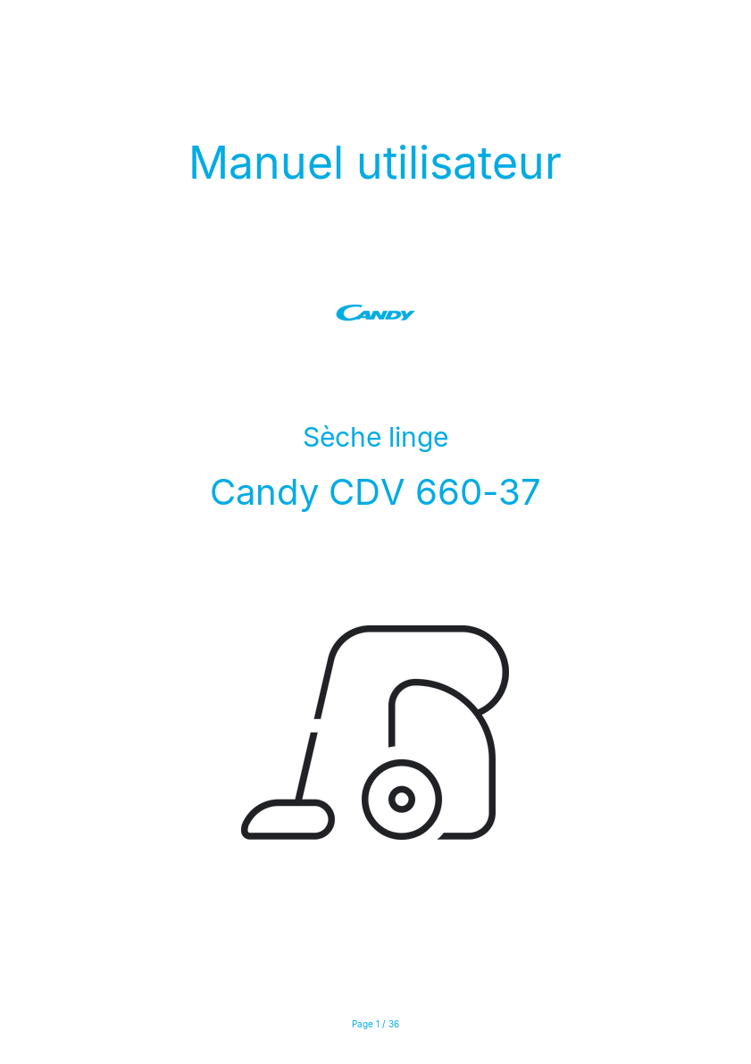 Page n°1 - Manuel utilisateur Candy CDV 660-37