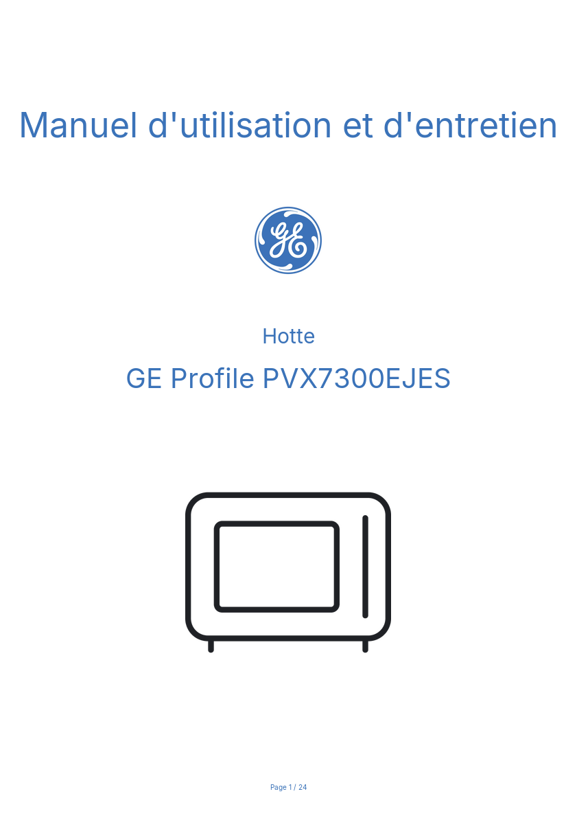 Image de la première page du manuel de l'appareil Profile PVX7300EJES