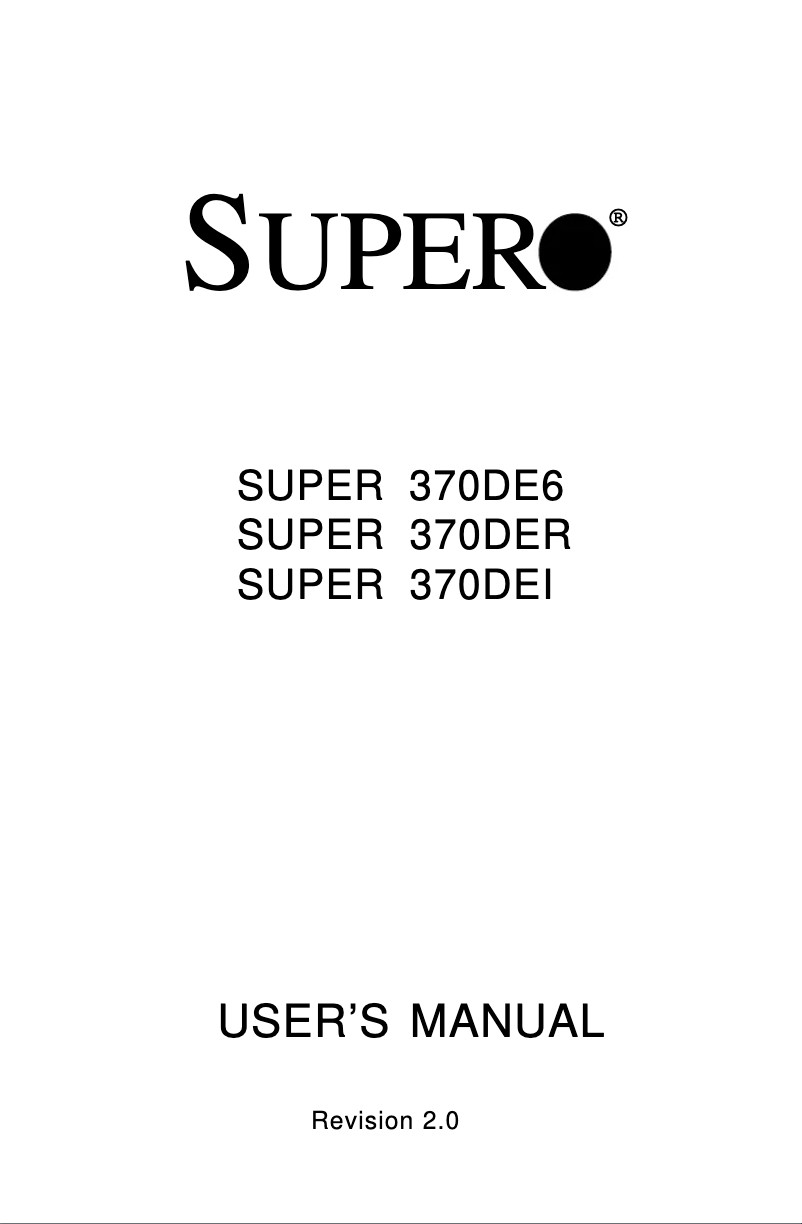 Page 1 de la notice Manuel utilisateur Supermicro 370DEI